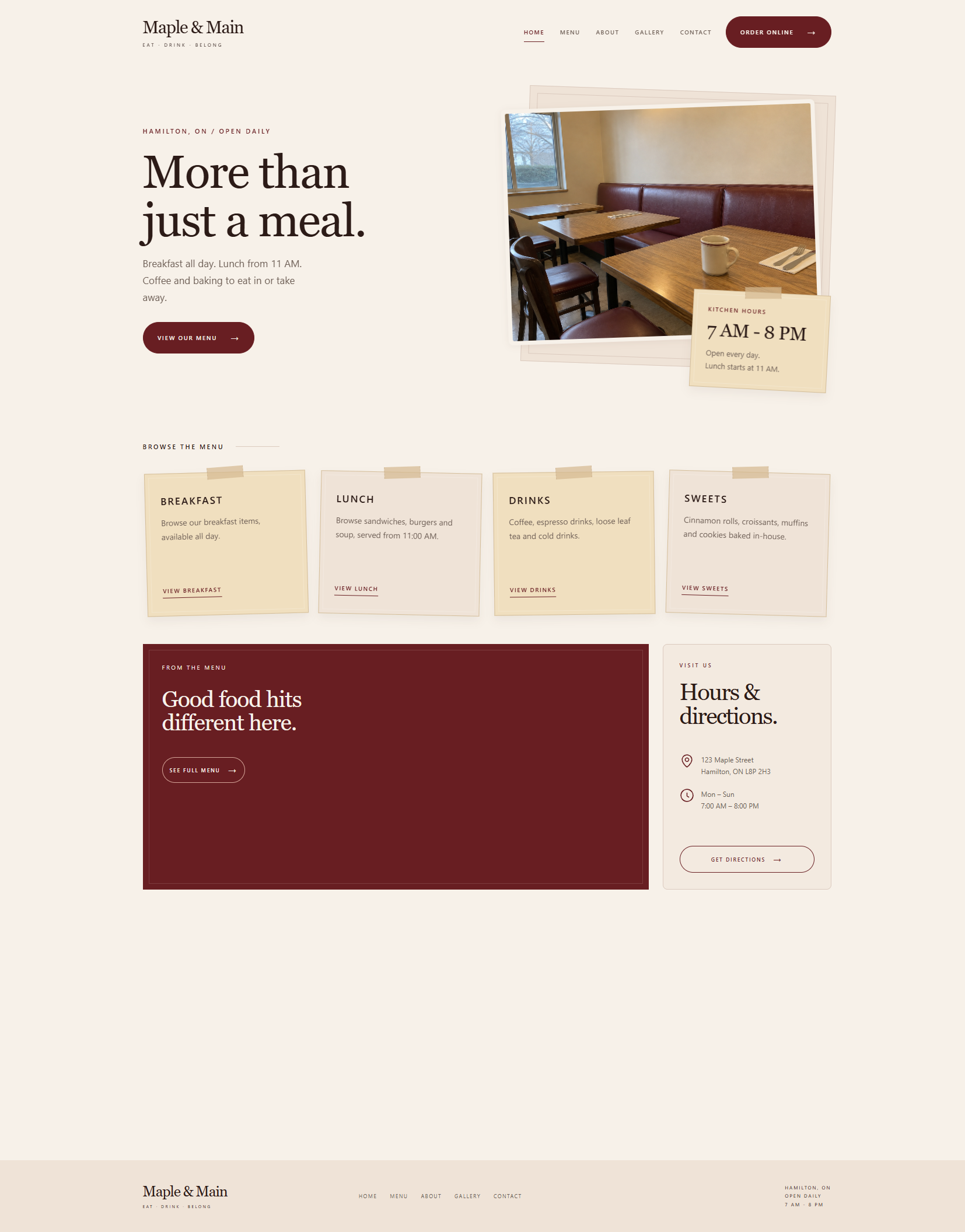 Restaurant website template preview