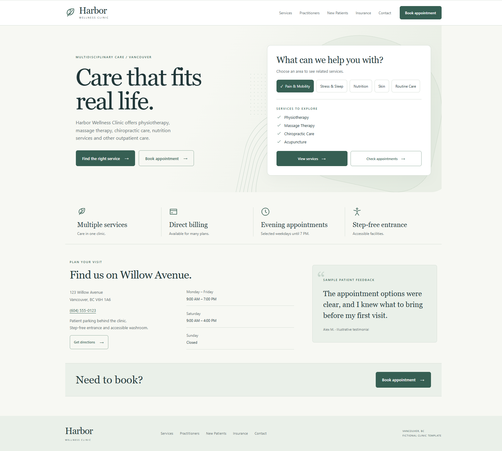 Wellness website template preview